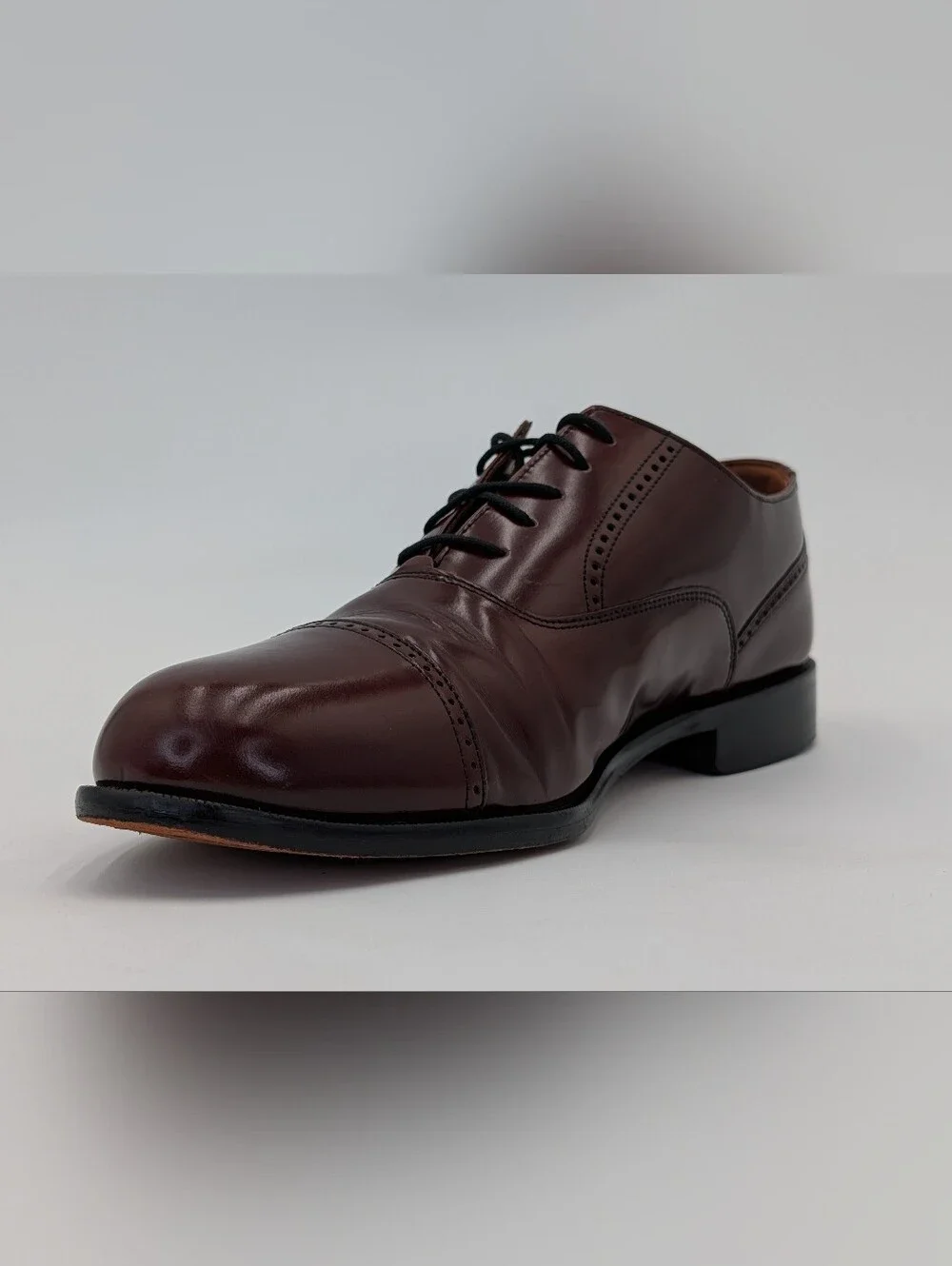 Bostonian Sz 10 Classics First Flex Cap Toe Oxford Burgundy Leather